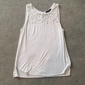 White tank top with lace design